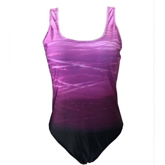 DORIS Purple & Black Ombre Strappy One Piece Swimsuit Size 2XL 14 NWT - Picture 2 of 8